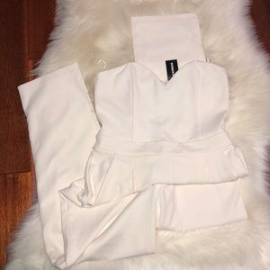 Express White Strapless Sweetheart Jumpsuit